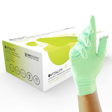 Unigloves Vitality Latex Disposable Gloves Mint Scented Medical Grade