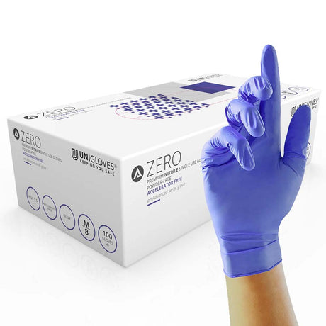 Unigloves Stronghold Plus Purple Nitrile Gloves Accelerator Free Medical Grade x 100
