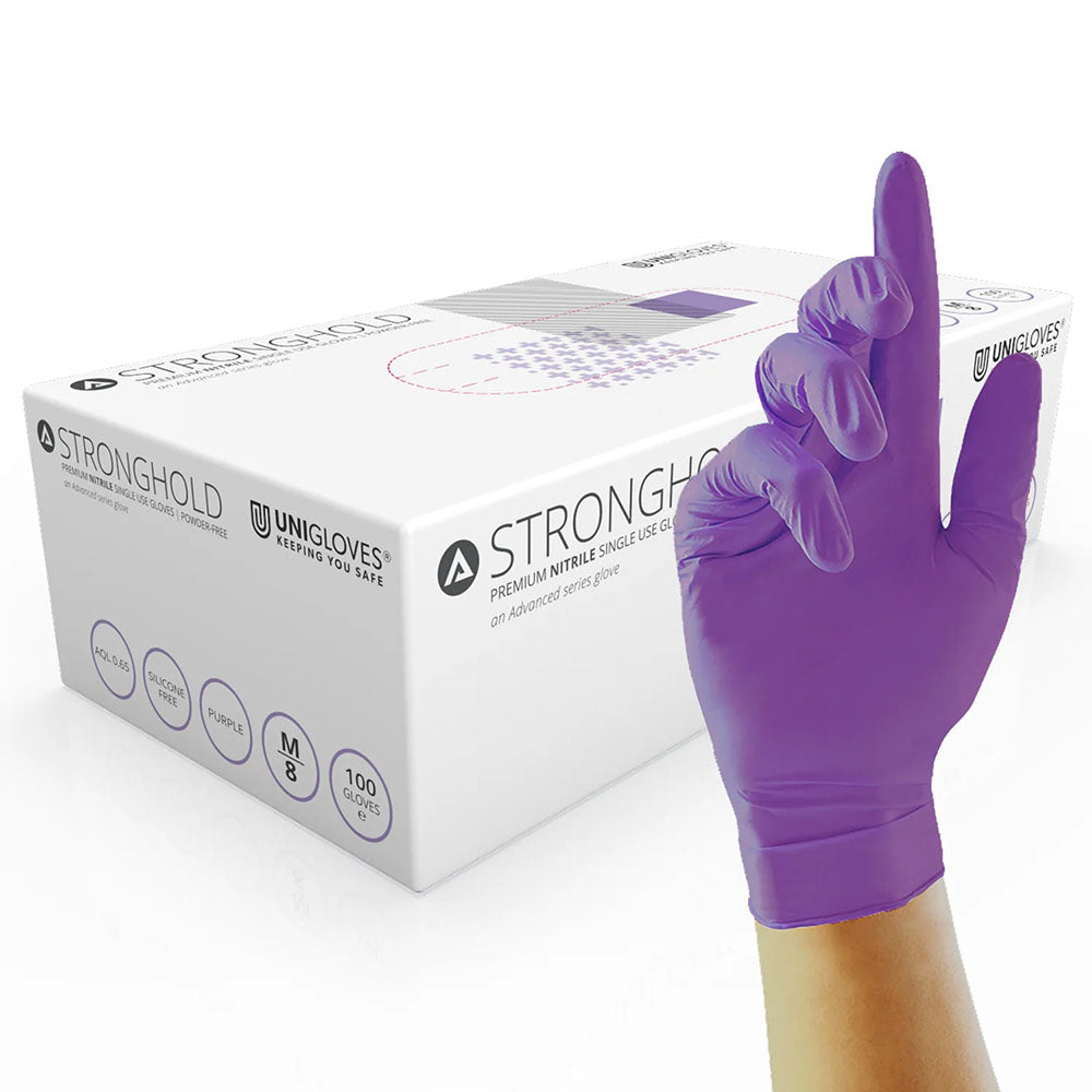 Unigloves StrongHold Disposable Protective Gloves Nitrile Medical Grade x 100