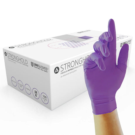 Unigloves StrongHold Disposable Protective Gloves Nitrile Medical Grade x 100