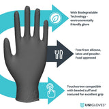 Unigloves Biotouch Black Nitrile Gloves Powder Free Disposable