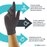 Unigloves Black Pearl Medical Grade Nitrile Examination Gloves