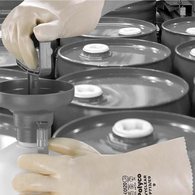 Polyco Vyclear Chemical Resistant Gloves 35cm PVC Gauntlet Clear