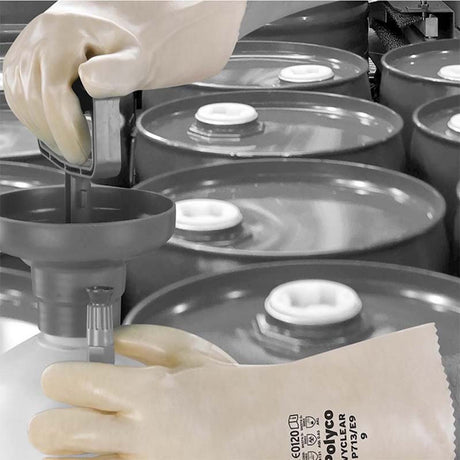 Polyco Vyclear Chemical Resistant Gloves 35cm PVC Gauntlet Clear
