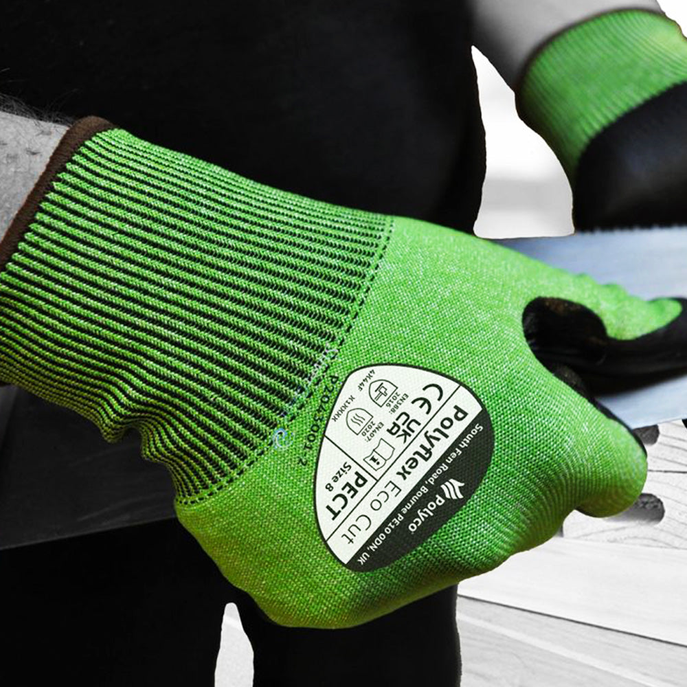 Polyco Polyflex ECO Cut Resistant Gloves Level F Touchscreen Work Gloves
