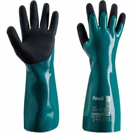 Pawa PG635 Type A Chemical Resistant Gauntlets Heavy Duty PVC Work Gloves