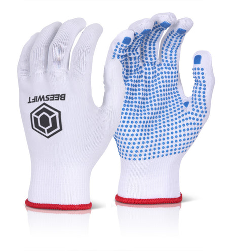 Beeswift Tronix Blue Dot Gloves Nylon Fibre PVC Palm Work Gloves