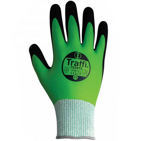 Traffi Water Resistant Gloves Cut Level D Latex Nitrile Safety