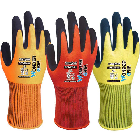 Wondergrip WG-310R Comfort Work Gloves Double Latex Coating Grip Technology