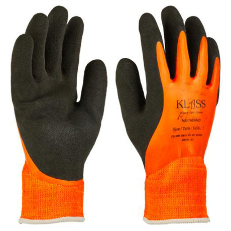Klass H2O Thermo Waterproof Thermal Gloves Latex Coated Hi-Vis Orange