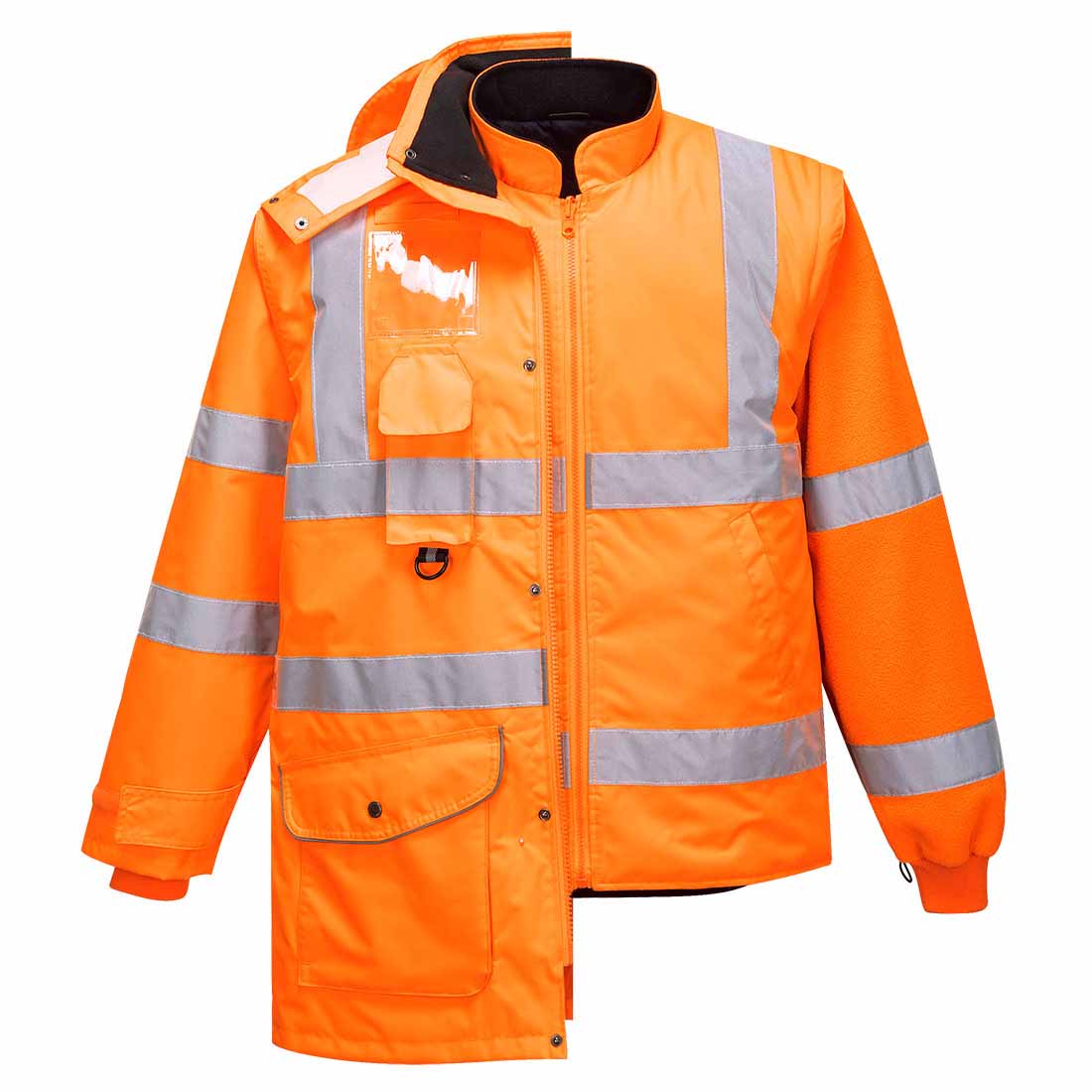 Portwest RT27 Hi Vis 7-in-1 Traffic Jacket Orange Railway Spec