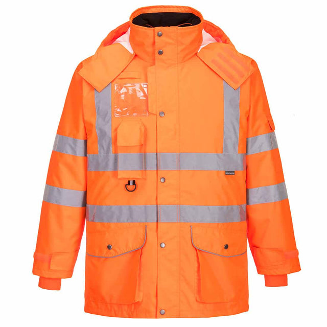 Orange Hi-Vis 7-in-1 Traffic Rail Spec Jacket