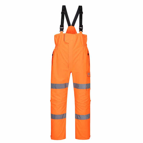 Premium Orange Extreme Waterproof Bib & Brace Hi-Vis Over Trousers