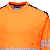 Portwest T185 Hi Vis Long Sleeve T-Shirt Orange Cotton Comfort Railspec