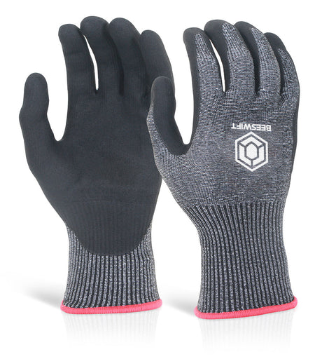 Beeswift Cut Level D Nitrile Micro Foam Gloves KS5 Work Safety
