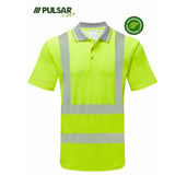 Pulsar Life Hi Vis Polo Shirt Orange Short Sleeve Reflective Workwear