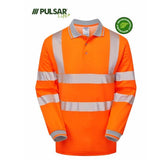 Pulsar Life Hi Vis Long Sleeve Polo Shirt Orange Recycled