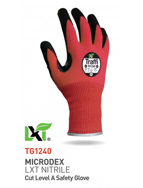 Traffi TG1240 MicroDex LXT Nitrile Gloves Disposable Precision Work