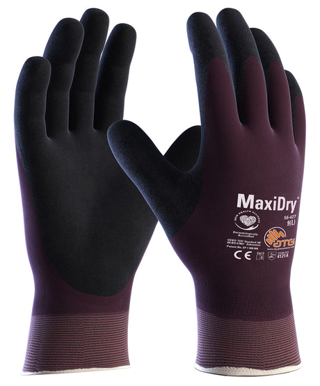 ATG MaxiDry Fully Coated Nitrile Work Gloves Wet Oil Resistant