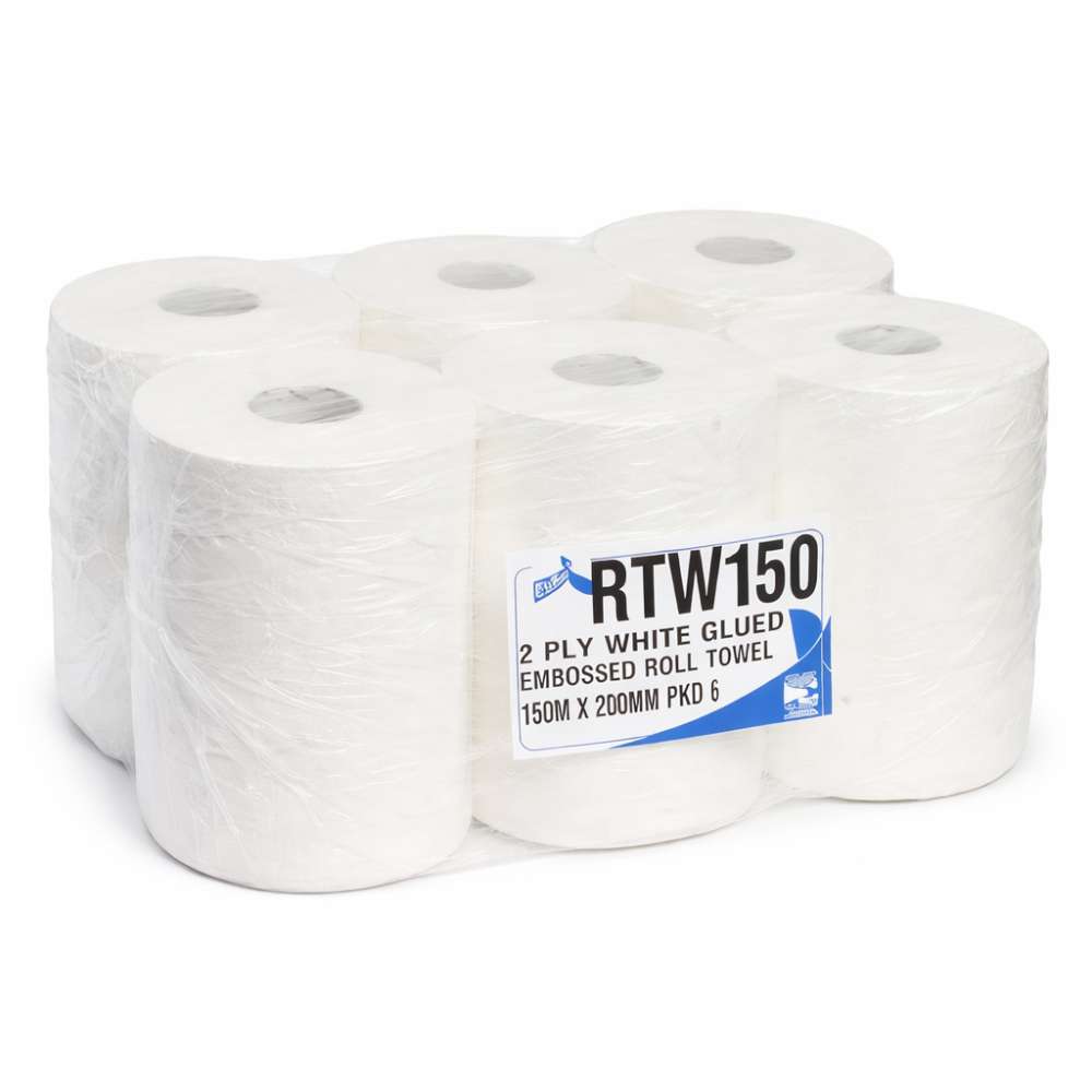 Midland Paper White Embossed Roll Towel 2 Ply 175M Recycled Paper Towels