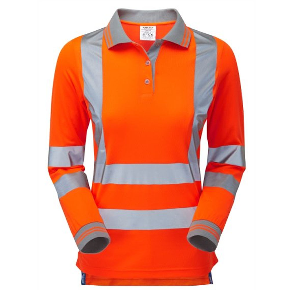 Pulsar Protect Women's Hi Vis Long Sleeve Polo Shirt Yellow or Orange Railway Certified