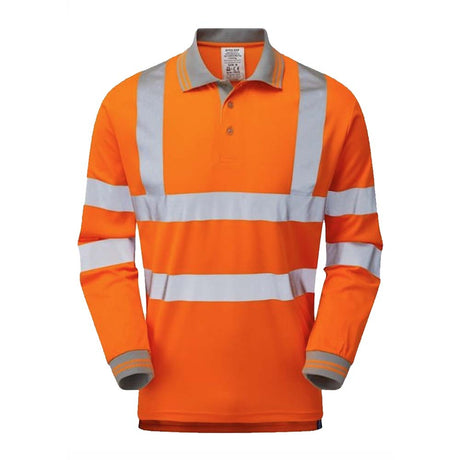 Pulsar Hi Vis Long Sleeve Polo Shirt Orange Class 3 Railway Safety