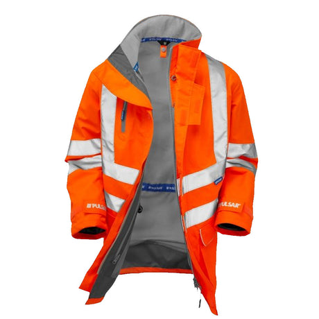 Pulsar Protect Hi Vis Storm Coat Orange Waterproof Railway Jacket