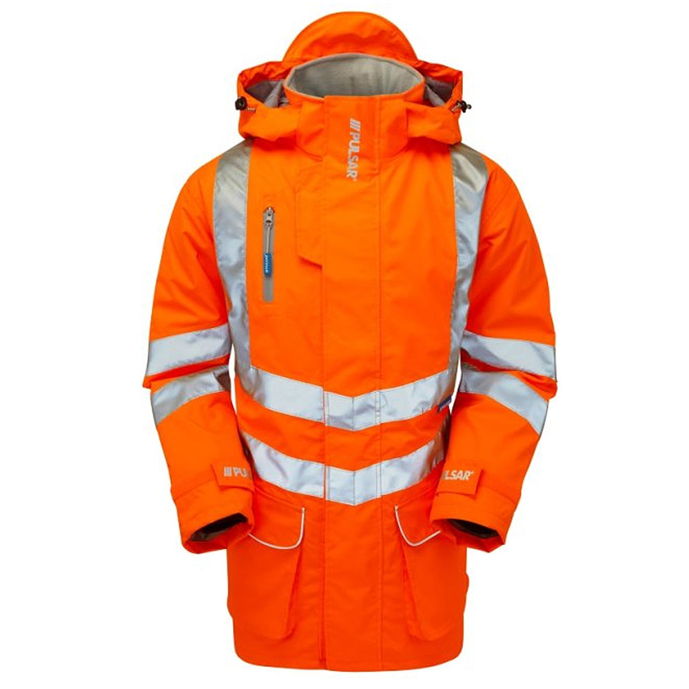 Pulsar Protect Hi Vis Storm Coat Orange Waterproof Railway Jacket