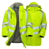 Pulsar Protect Hi Vis Padded Storm Coat Orange Waterproof Railway Workwear