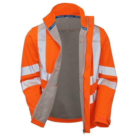 Pulsar Protect Hi Vis Softshell Jacket Orange Interactive Rail Spec