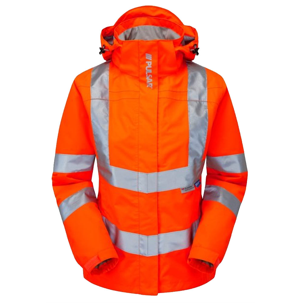 Pulsar Women's Hi Vis Waterproof Storm Coat Yellow or Orange Railway Certified