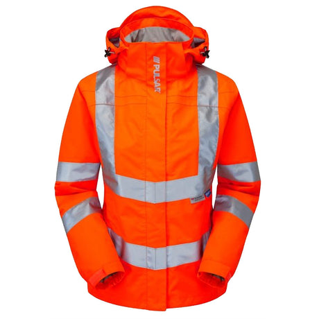 Pulsar Women's Hi Vis Waterproof Storm Coat Yellow or Orange Railway Certified