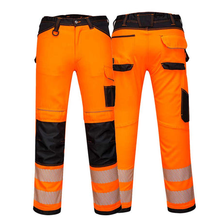 Portwest PW340 Hi Vis Work Trousers Orange Knee Pad Pockets