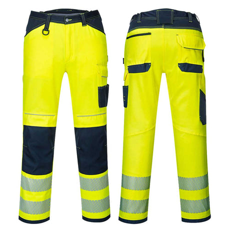 Portwest PW340 Hi Vis Work Trousers Yellow With Knee Pads