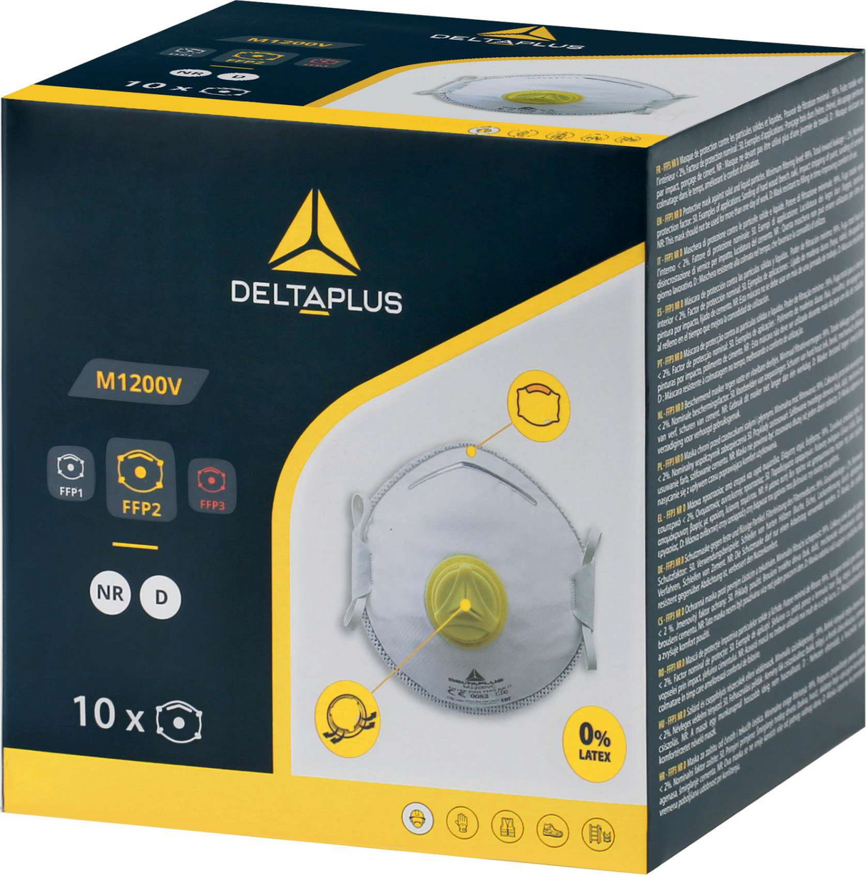 Delta Plus M1200V FFP2 Valved Cup Shaped Respirator Mask x 10