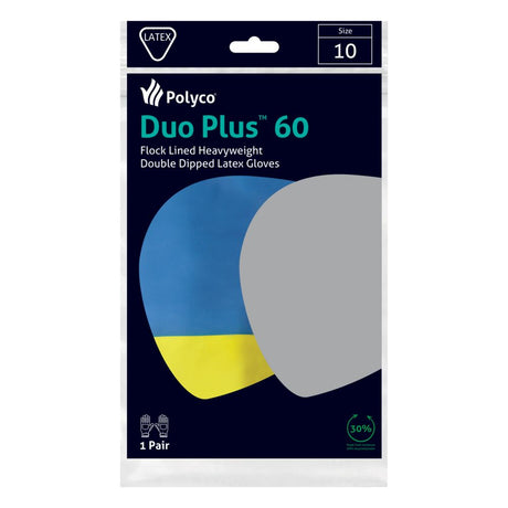 Polyco Duo Plus 60 Double Dipped Latex Flock Lined Glove-pack