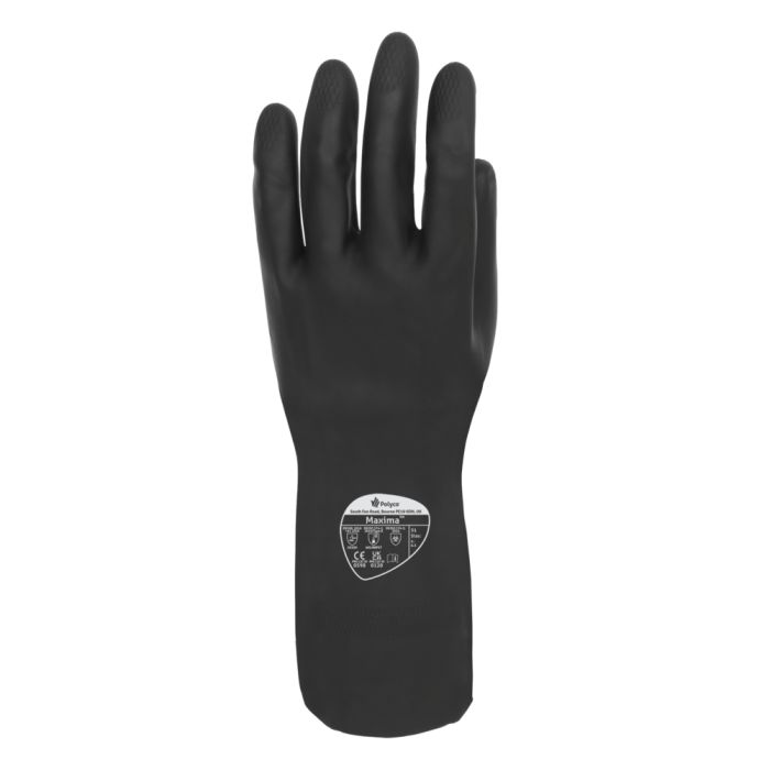 Polyco Maxima Chemical Resistant Gauntlet 30cm Flock Lined Natural Rubber Glove