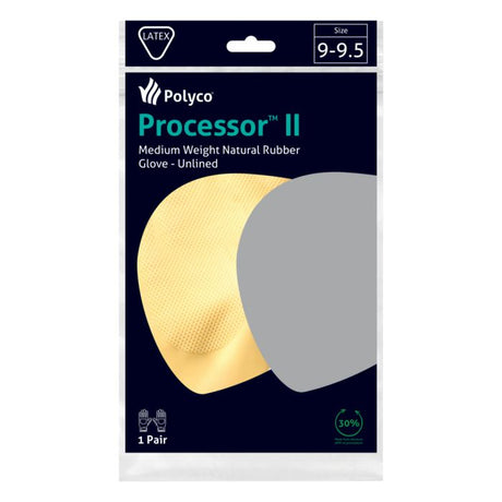 Polyco Processor II 30cm Mediumweight Unlined Natural Rubber Glove-pack