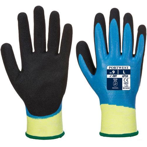 Portwest Aqua Cut D Pro Nitrile Coated Safety Gloves Wet Grip