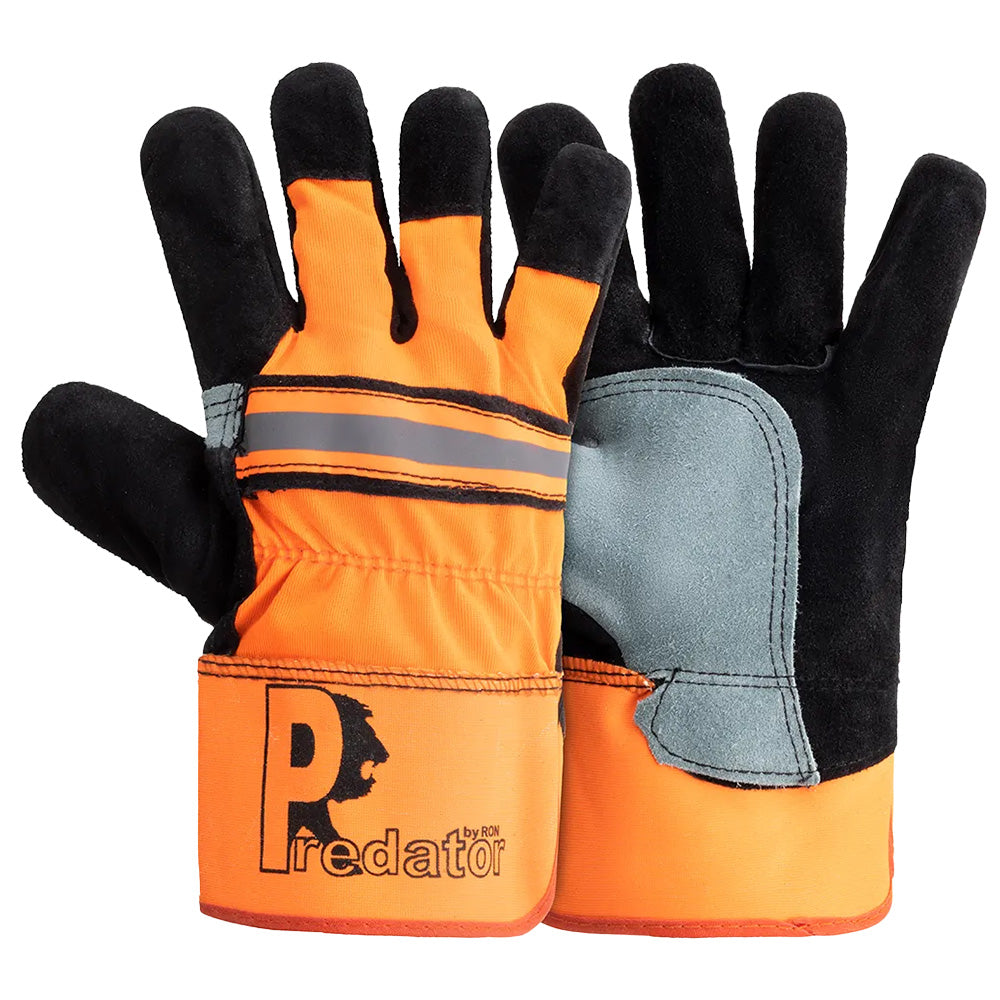 Predator HI-VIS Rigger Gloves Heavy-Duty Split Leather Double Palm Work Gloves