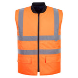 Orange Hi Vis Bodywarmer Reversible Work Body Warmer