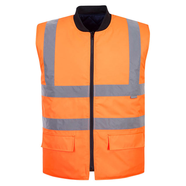 Orange Hi Vis Bodywarmer Reversible Work Body Warmer