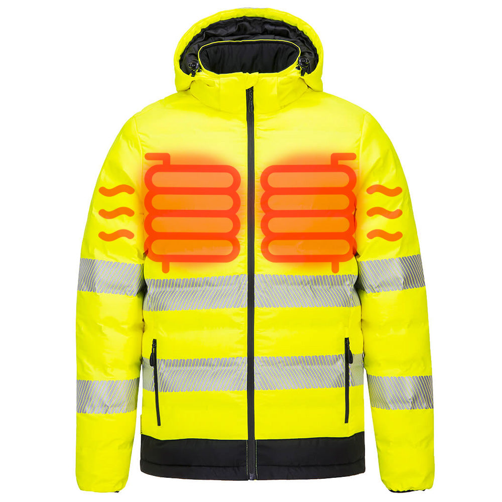 Portwest S548 Hi Vis Heated Jacket Battery Powered Ultrasonic Tunnel Coat