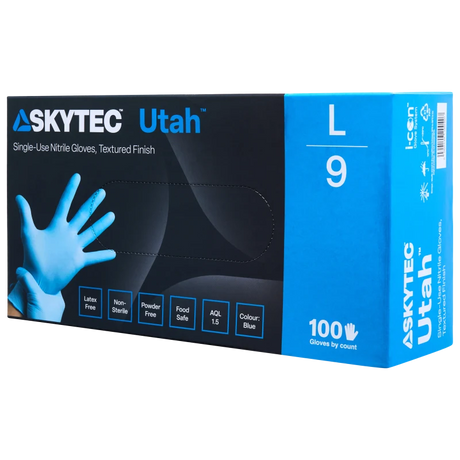 Skytec Utah Blue Nitrile Disposable Gloves Chemical Resistant Food Safe