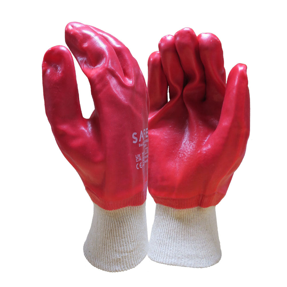 PVC Knitwrist Work Gloves Fully Coated Industrial Protection Wet Oily Environments