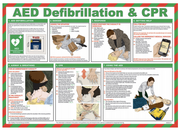 AED Defibrillator / CPR Guide 59 x 42cm Laminated Safety Poster