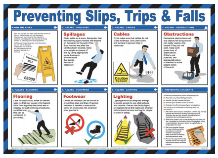 Trips and Falls 59 x 42cm Laminated Safety Poster