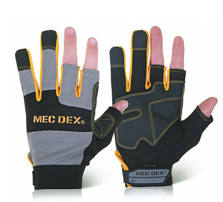 MecDex Work Passion Tool Mechanics Gloves 3-Cut Fingerless Design