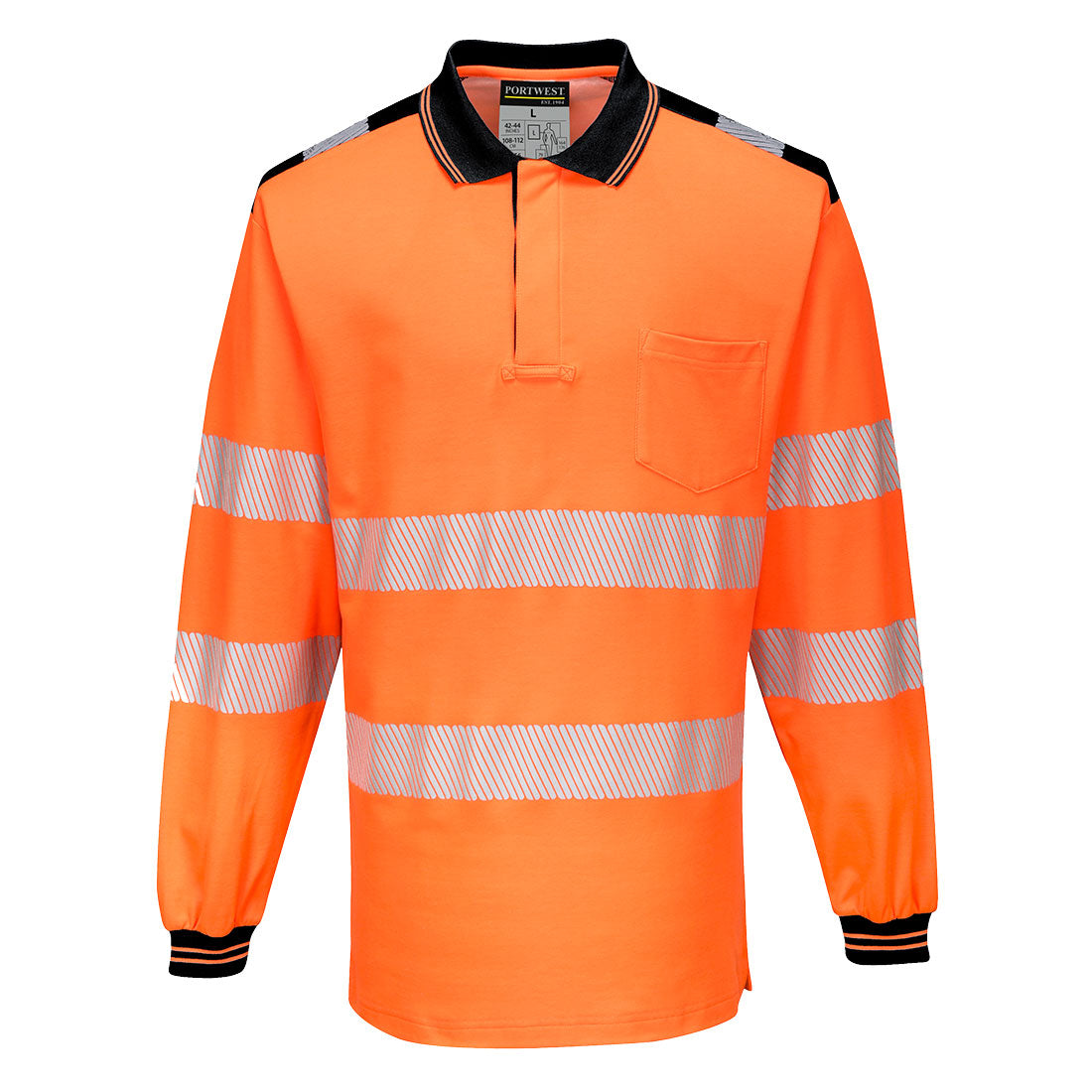 Portwest T184 Hi Vis Long Sleeve Polo Cotton Comfort Shirt