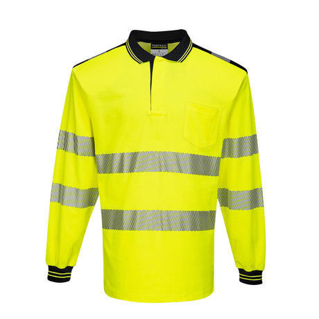 Portwest Hi Vis Polo Shirt Long Sleeve Cotton Comfort Class 3